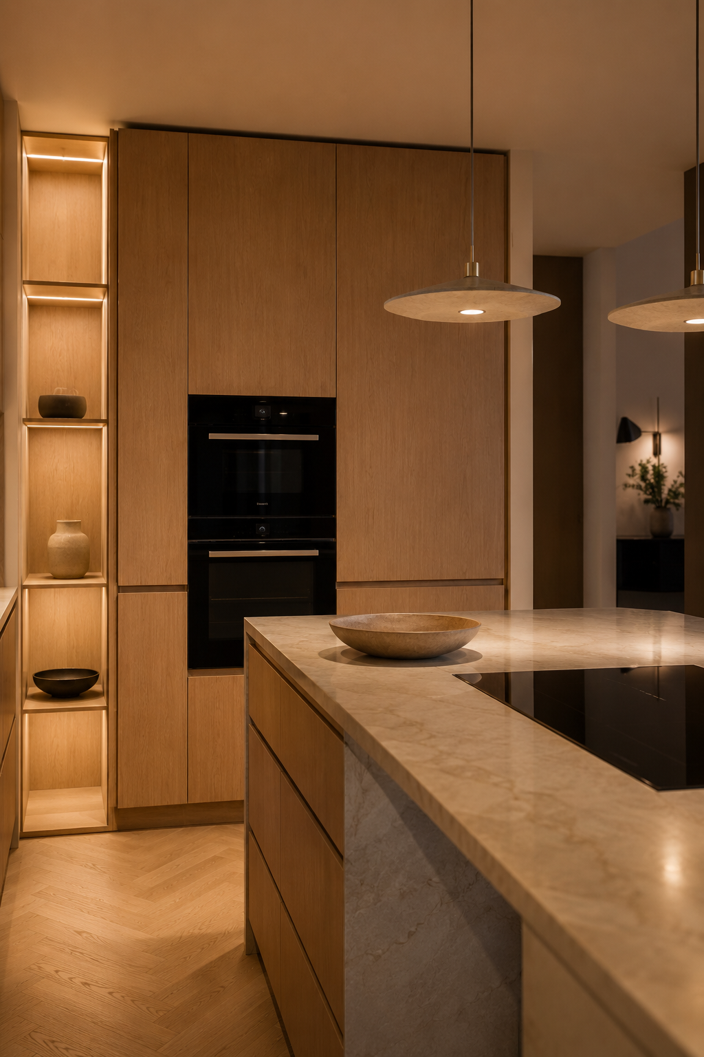 Detalle de cocina minimalista con isla